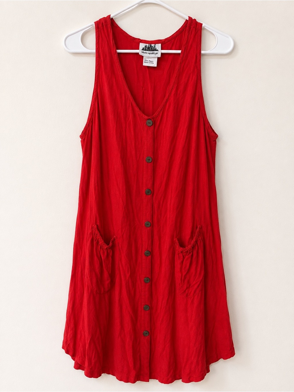 Metropolitan Red Sleeveless Button-Front Maxi Dress